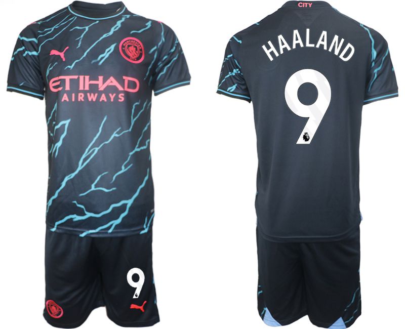 Men 2023-2024 Club Manchester City away blue #9 Soccer Jersey